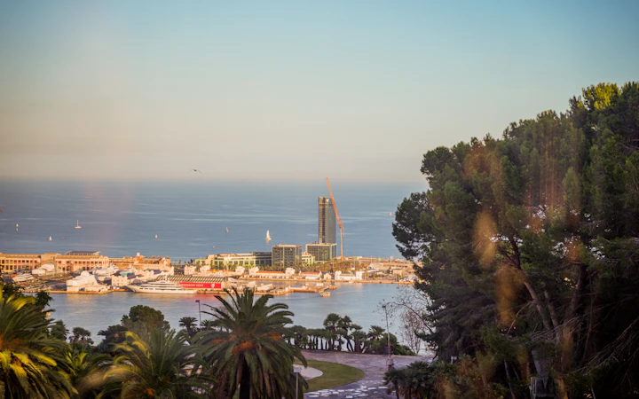 Barcelona waterfront viewed from Montjuic