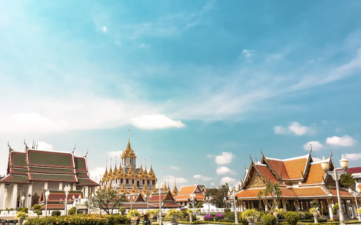 Ornate temple rooftops in Bangkok, Thailand